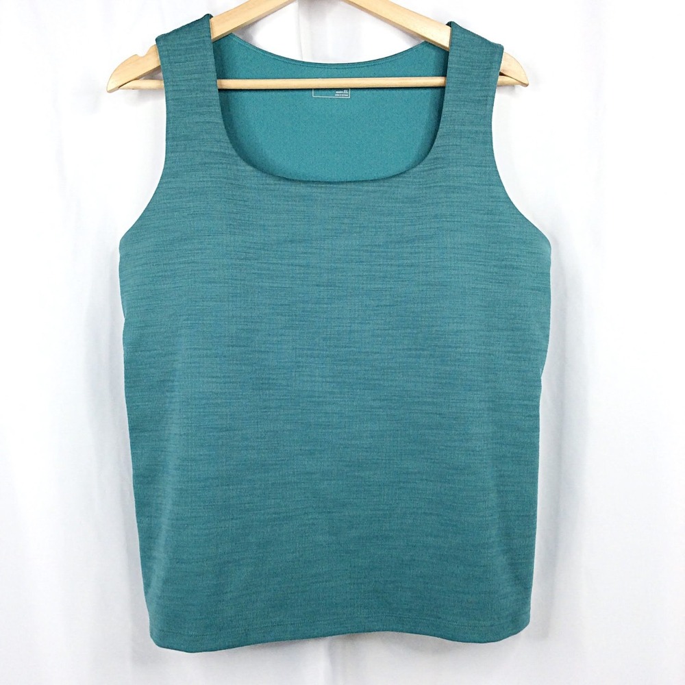 Eddie Bauer Solstice Peak Ribbed Tank Top w/Built in Bra Women's Size XL Teal
